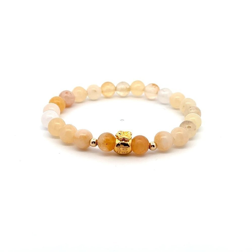 18K Gold Money Bag Lucky Charm Beads Bracelet Gemstone Aventurine Multicolor 6mm